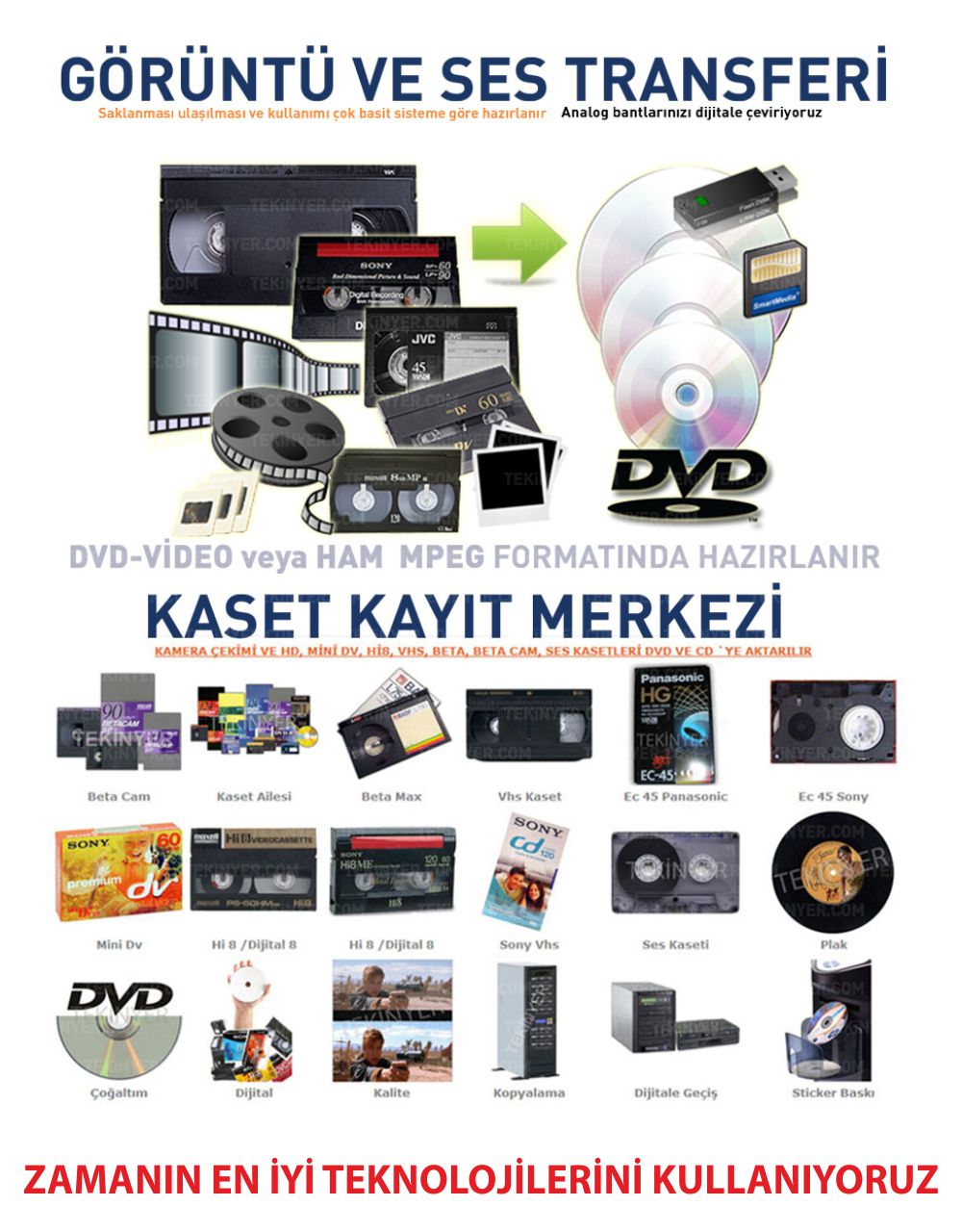 Kamera DVD si Kopyalama Kasetten Zamanın en iyi teknolijilerini kullanana Aktarım Kayıt İşlemi