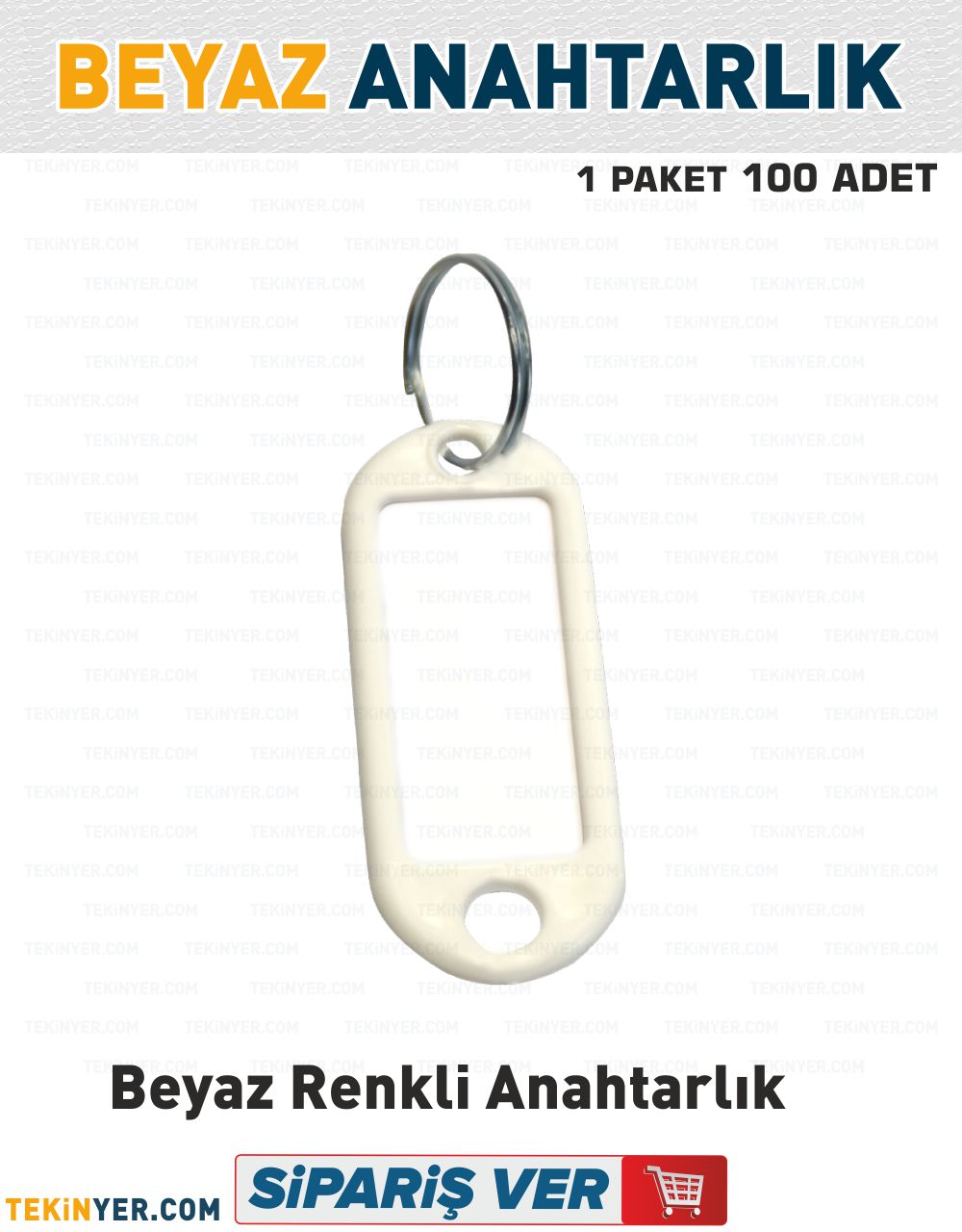 Beyaz Renkli Plastik Anahtarlık